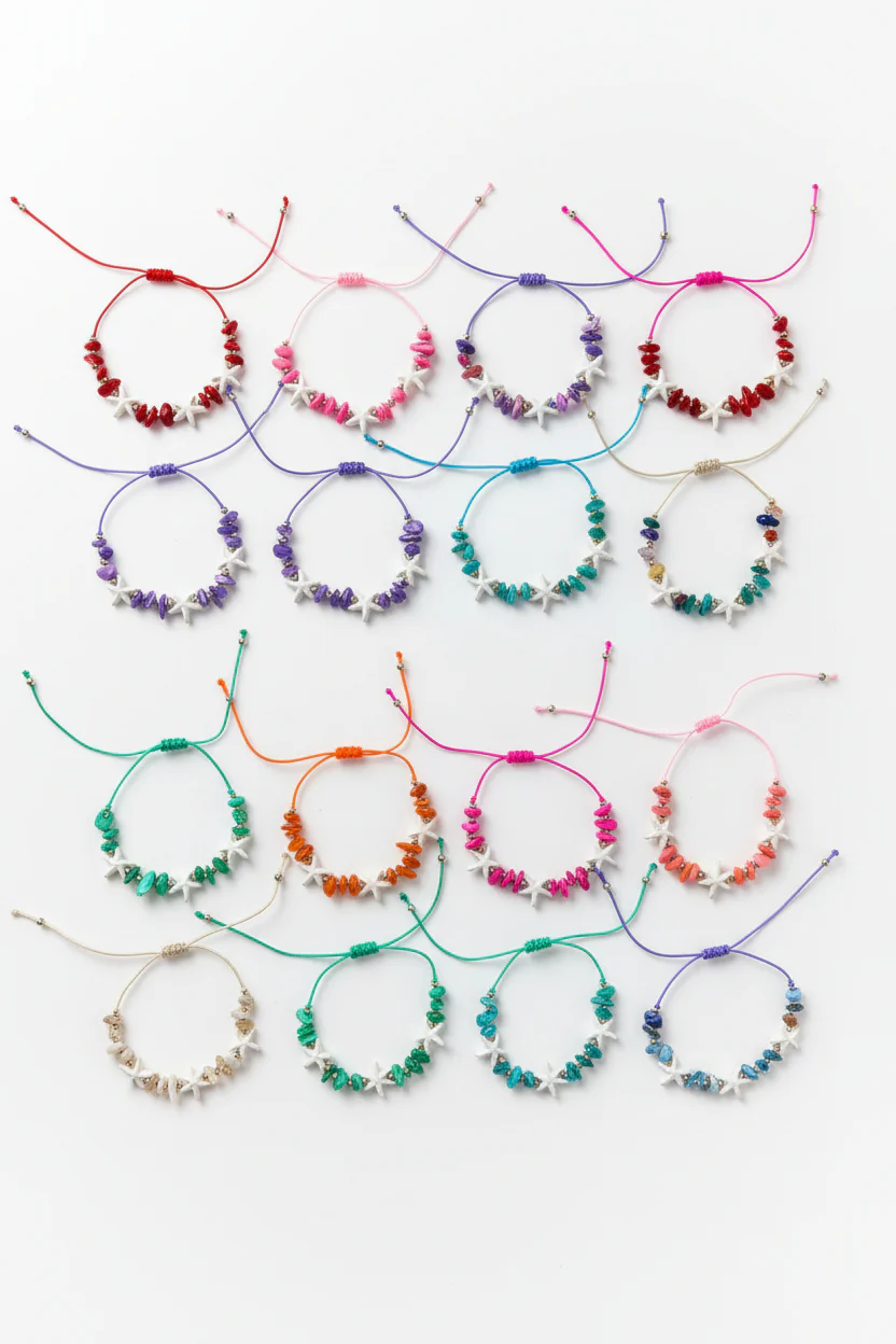 Pulsera Estrella Marina Ajustable con Piedras Preciosas - Image 3